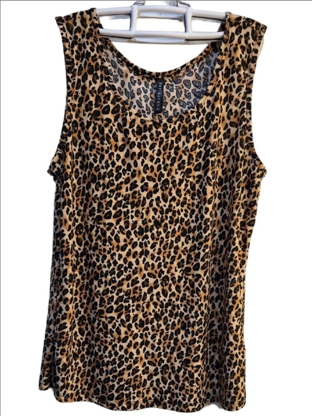 Southland Leopard Print Sleeveless Tank Top With A Scoop Neck
